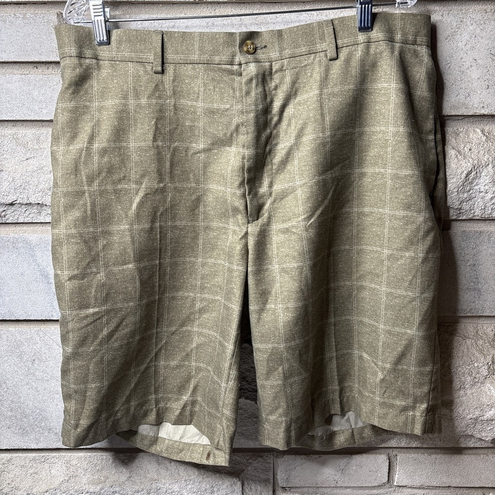 Pro Tour Men's Cool Play Golf Shorts Brown‎ Plaid Size 38 10"inseam